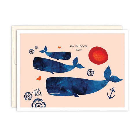 Whale Family New Baby Single Card